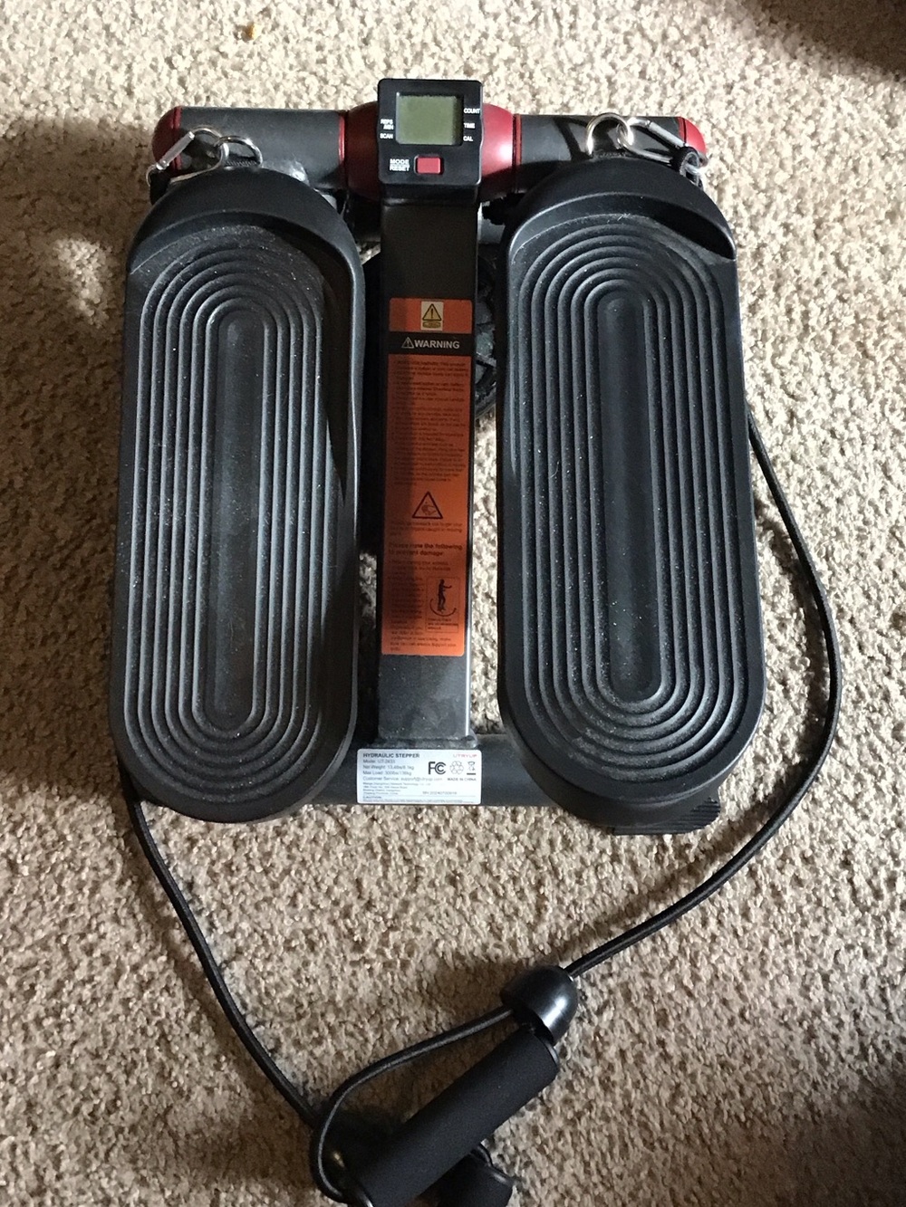 Portable Mini Stepper with Resistance Bands - Black & Red Accent